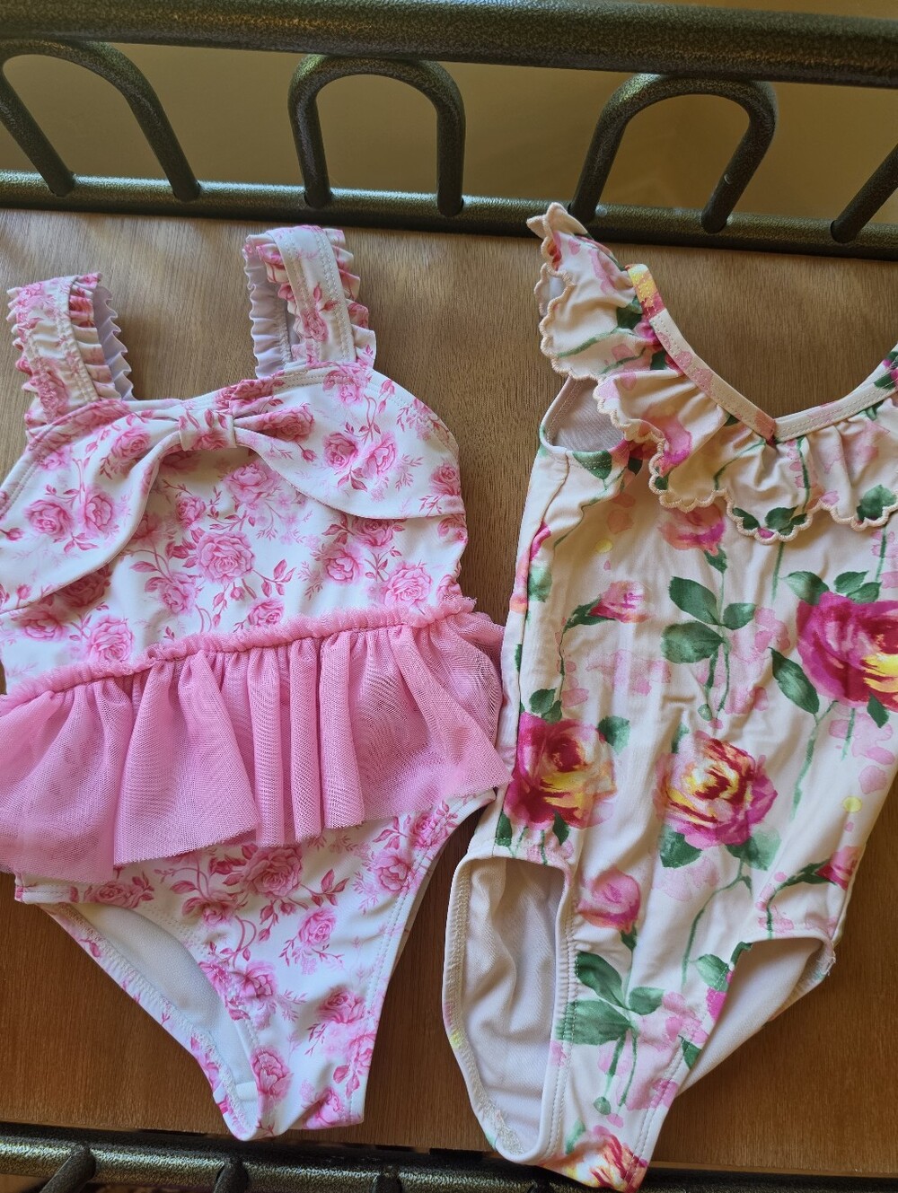 Toddler Girls Pink Floral Ruffle One-Piece Swimsuits Size 2 - Pack of 2